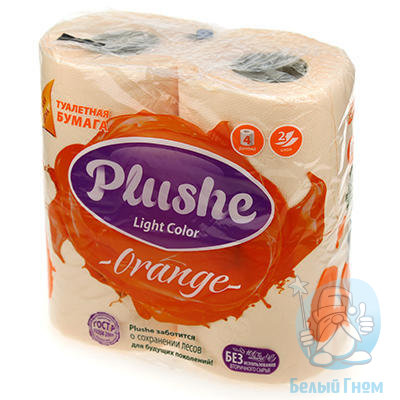 Туалетная бумага  "Plushe Light" 4рулона, 2-х слойная (оранжевый)*12