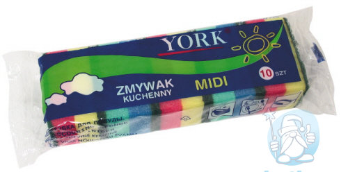 "York" Midi 10шт губки для мытья посуды*60