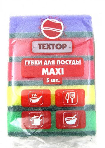 "Техтор" Maxi  5шт губки для мытья посуды (9,5*6,5*2,7см)*50