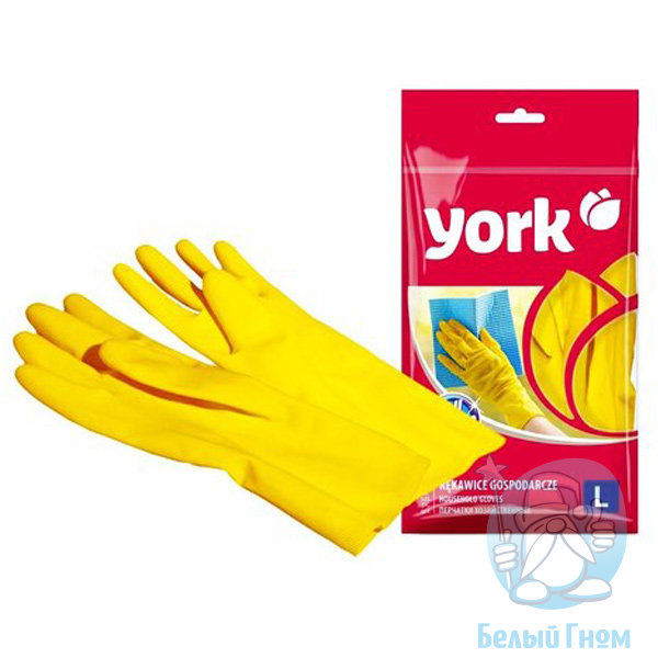 Перчатки резиновые хозяйственные "York" размер L (Польша) *12