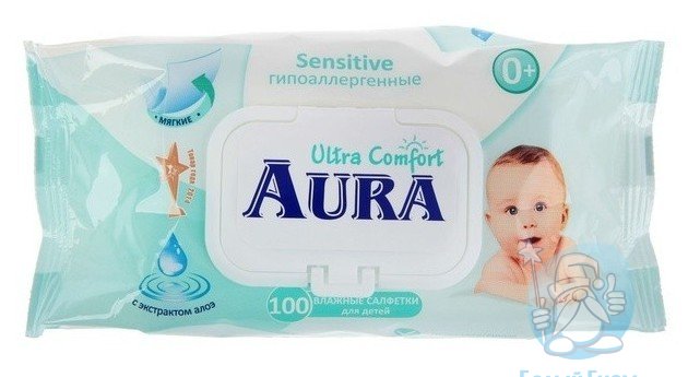 Влажные салфетки AURA для детей Ultra Comfort 100шт с крышкой*12